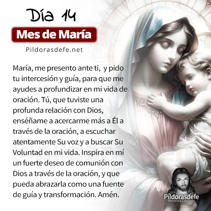 Oración a la Santísima Virgen María, para el día 14 de Mayo, mes de María