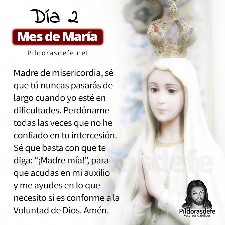 Oración a la Santísima Virgen María para el día 2 de mayo, mes de María