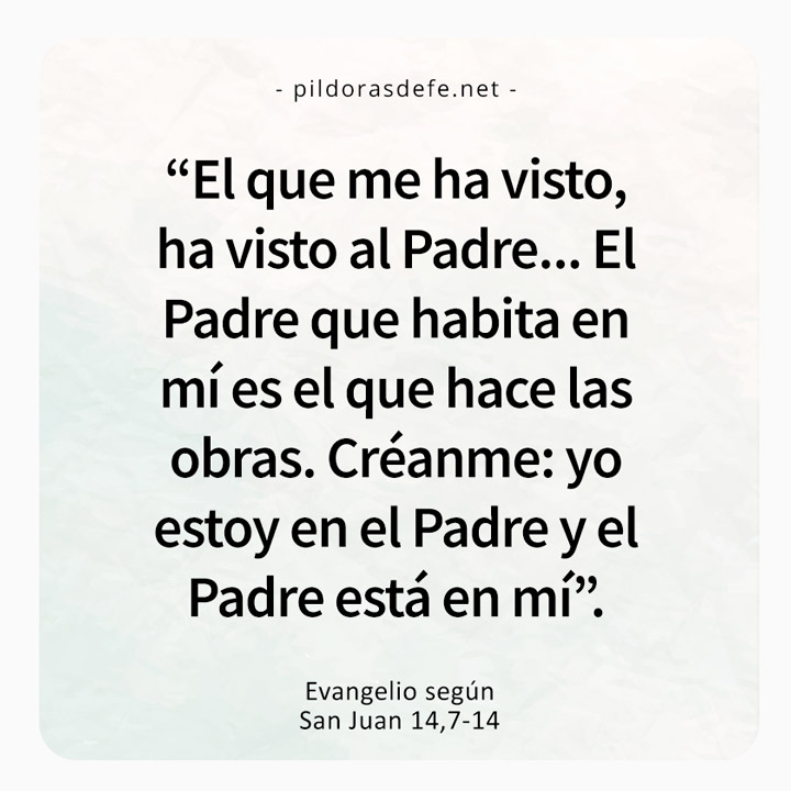 Cita bíblica del Evangelio de hoy (Juan 14,7-14): El que me ha visto, ha visto al Padre