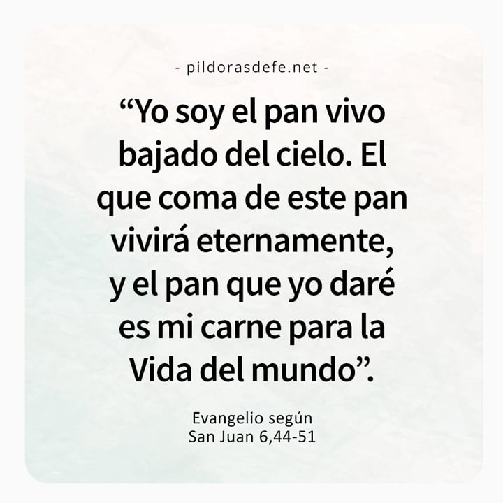 Cita bíblica del Evangelio de hoy (Juan 6,44-51): Yo soy el Pan vivo bajado del Cielo