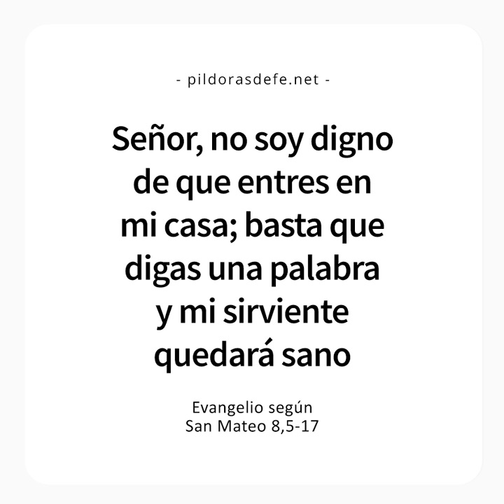 Cita bíblica del Evangelio de hoy (Mateo 8,5-17): Señor, no soy digno de que entres en mi casa