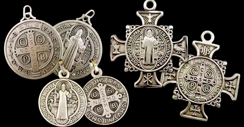 Latin and English exorcism prayer on St. Benedict's Medal. I wear one of  these medals every day  someone recent…