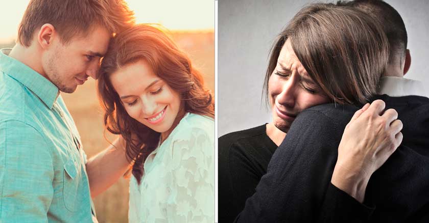 matrimonio pareja jombre mujer felices y pareja triste