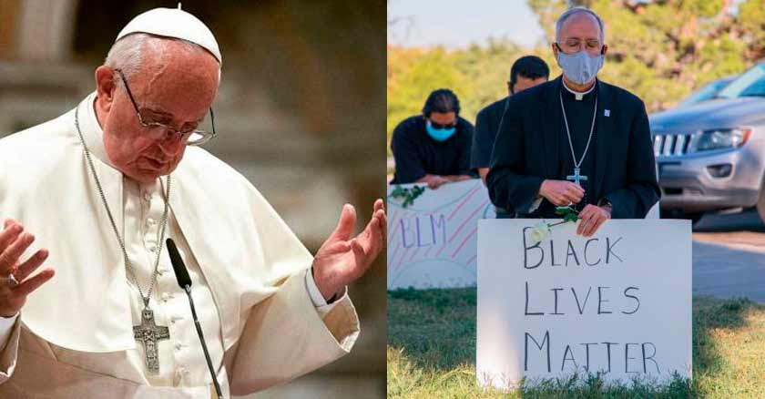 papa francisco orando obispo recibe llamada del papa francisco despues de arrodillarse