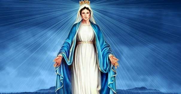 virgen maria fondo azul oracion 