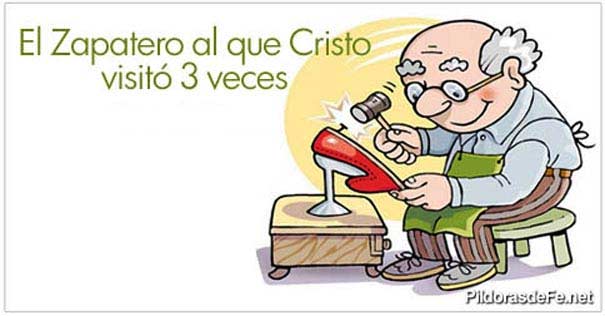 zapatero arregla zapatos dibujo visita cristo